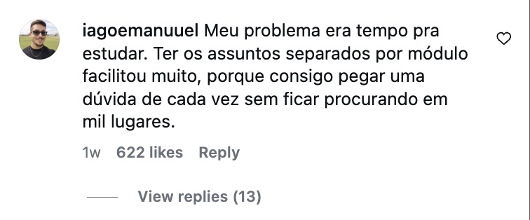 Depoimento de aluno