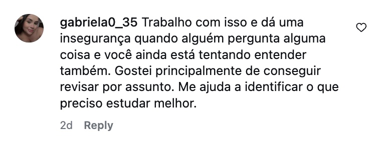 Depoimento de aluno