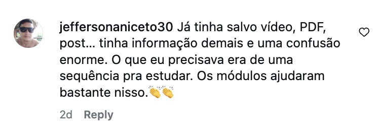 Depoimento de aluno