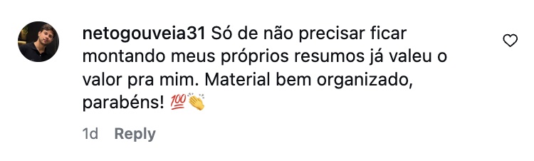 Depoimento de aluno